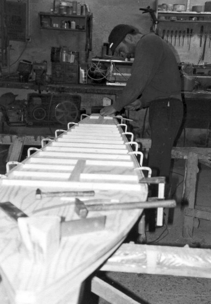 Wooden Ice Boat in the making - Mikołajki 2003