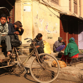 Rickshaws resting in Kathmandu, Nepal