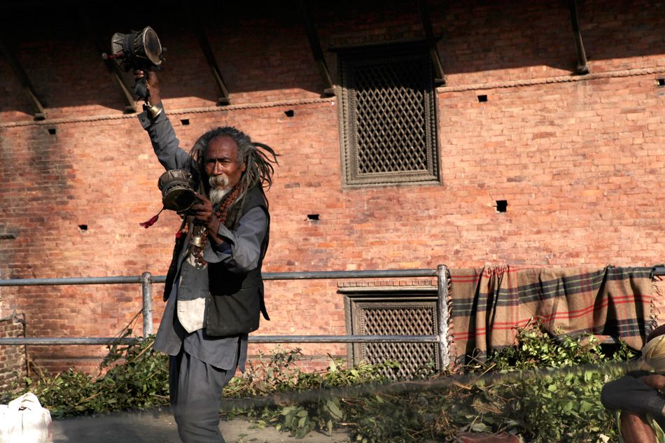 Dancing man. Street-life in Kathmandu, Nepal